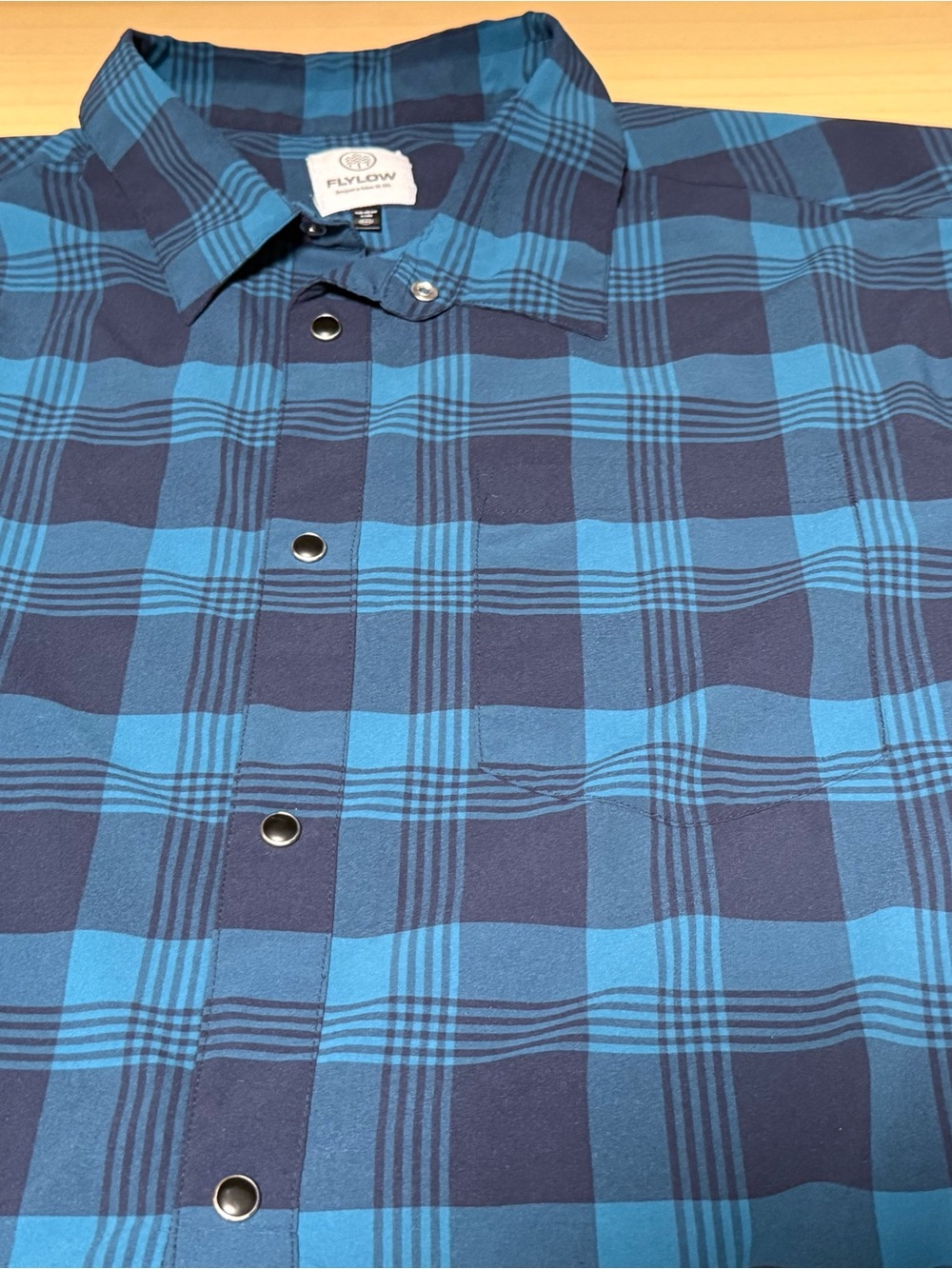 Flylow Men's Blue Plaid Snap-Front Shirt